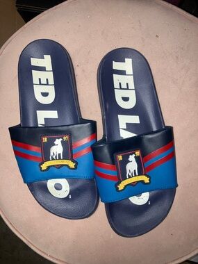 Ted lasso Navy & Blue Slide Sandals with Crest
